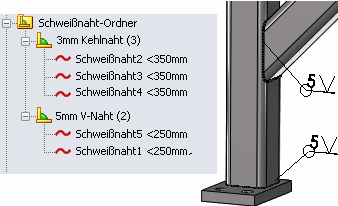 Ändern des Typs und der Größe von Schweißnähten - 2012 - SOLIDWORKS Hilfe
