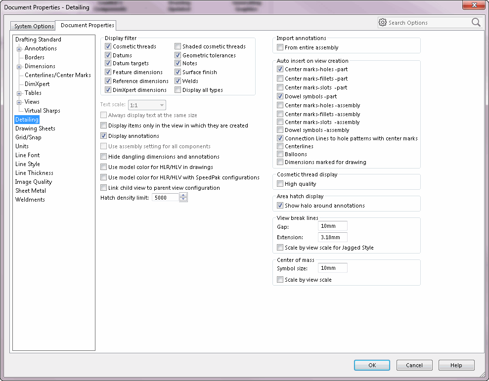 Document Properties > Detailing - 2019 - SOLIDWORKS API Help