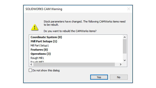 Rebuild Data When Stock Parameters Are Modified - 2021 - What's New in  SOLIDWORKS