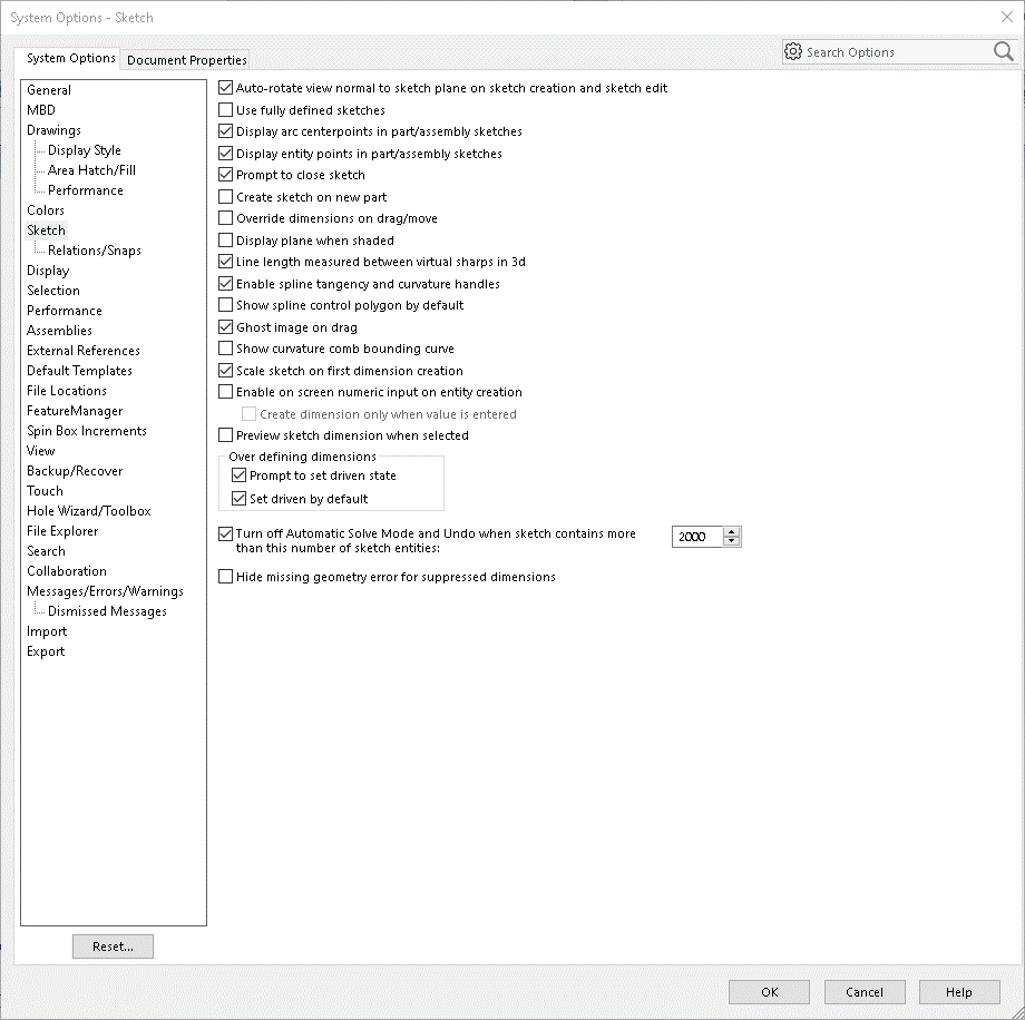 System Options > Sketch - 2024 - SOLIDWORKS API Help